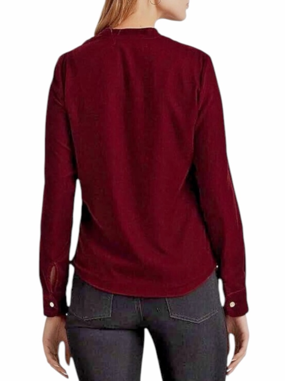 Lauren Ralph Lauren NWT Burgundy Velvet Draped Blouse Petite 12P - Picture 4 of 12